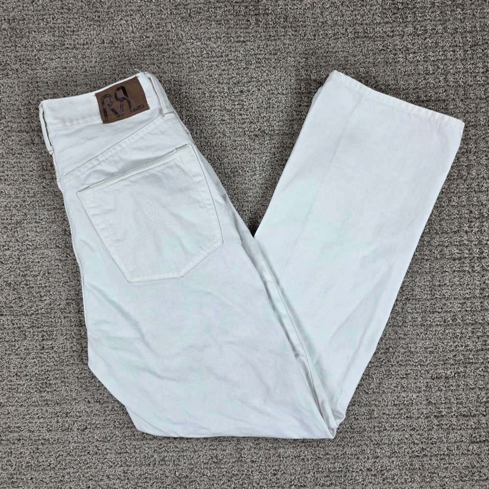 RRL Ralph Lauren Mens 28x30 White Denim Straight High Boy Fit Jeans Button Fly